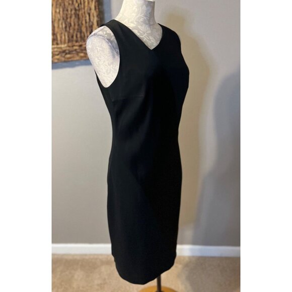 DKNY Sheath Dress 8 Black Stretch Sleeveless Asymmetrical Neck Classic Career - Picture 3 of 7